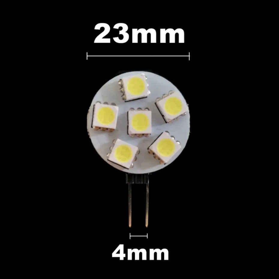 Ampoule LED à Douille G4 5050 SMD sur DC 12V, Remplacer l'Halogène, Lampe à Deux Broches, 1.2W, 1.8W, 2.4W, 4.8W, Blanc /Blanc Froid