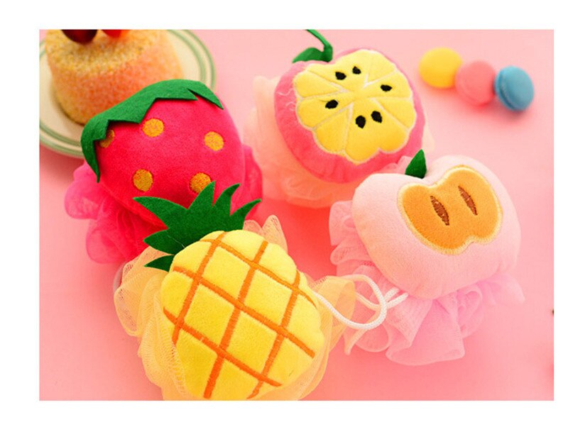 1pc fruktform badbollsscrubber dusch spa svamp kroppsrengöring skrubbbad underkroppsrengöring skrubb slumpmässiga färger: Default Title