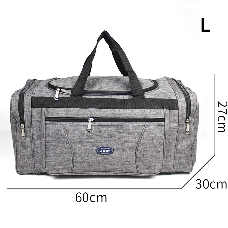 Oxford-bolsas de viaje impermeables para hombre, bolso de viaje de mano, grande, de gran capacidad, para fin de semana: L-gray