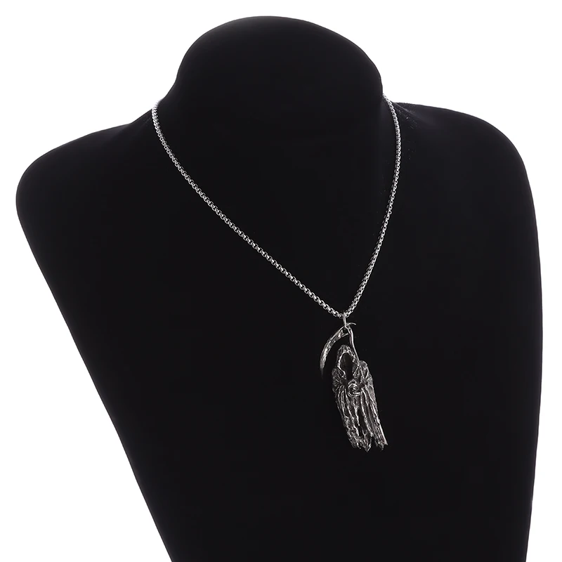 Collar gótico Vintage de la guadaña de Reaper, colgante del diablo fantasma de la vida, personalidad de los hombres, tendencia de Halloween, de joyería