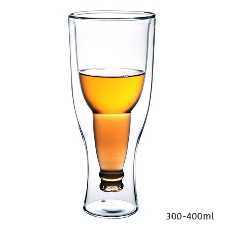 Double Layer Tea Cup Heat-resisting Heart-shaped Beer Mug Glass Whiskey Glass Juice Mug Milk Coffee Cup Drinking Glass: Wine bottle