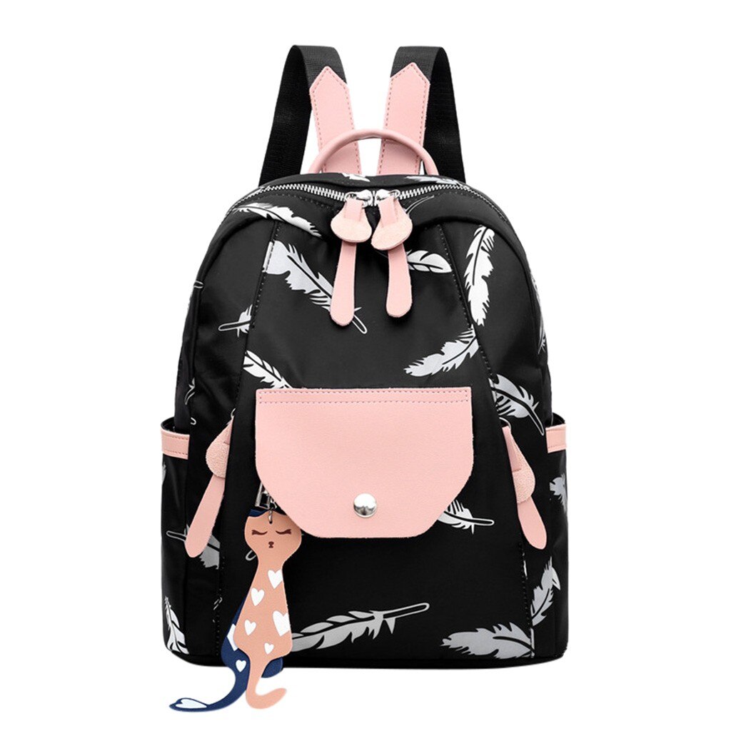 Signore di bellezza Foglie Zaini mochila Graffiti Sacchetto di Scuola Tote Ragazze Zaino Con Cerniera Dello Zaino Semplice Casual Mochila feminina L * 5: Black