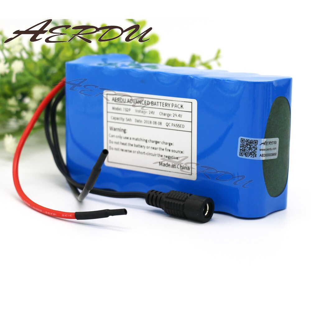 AERDU-batería de iones de litio para patinete eléctrico, 7S2P, 24V, 5Ah, 25,9 V, 29,4 V, 250 vatios, juguetes, motor ligero para bicicleta eléctrica