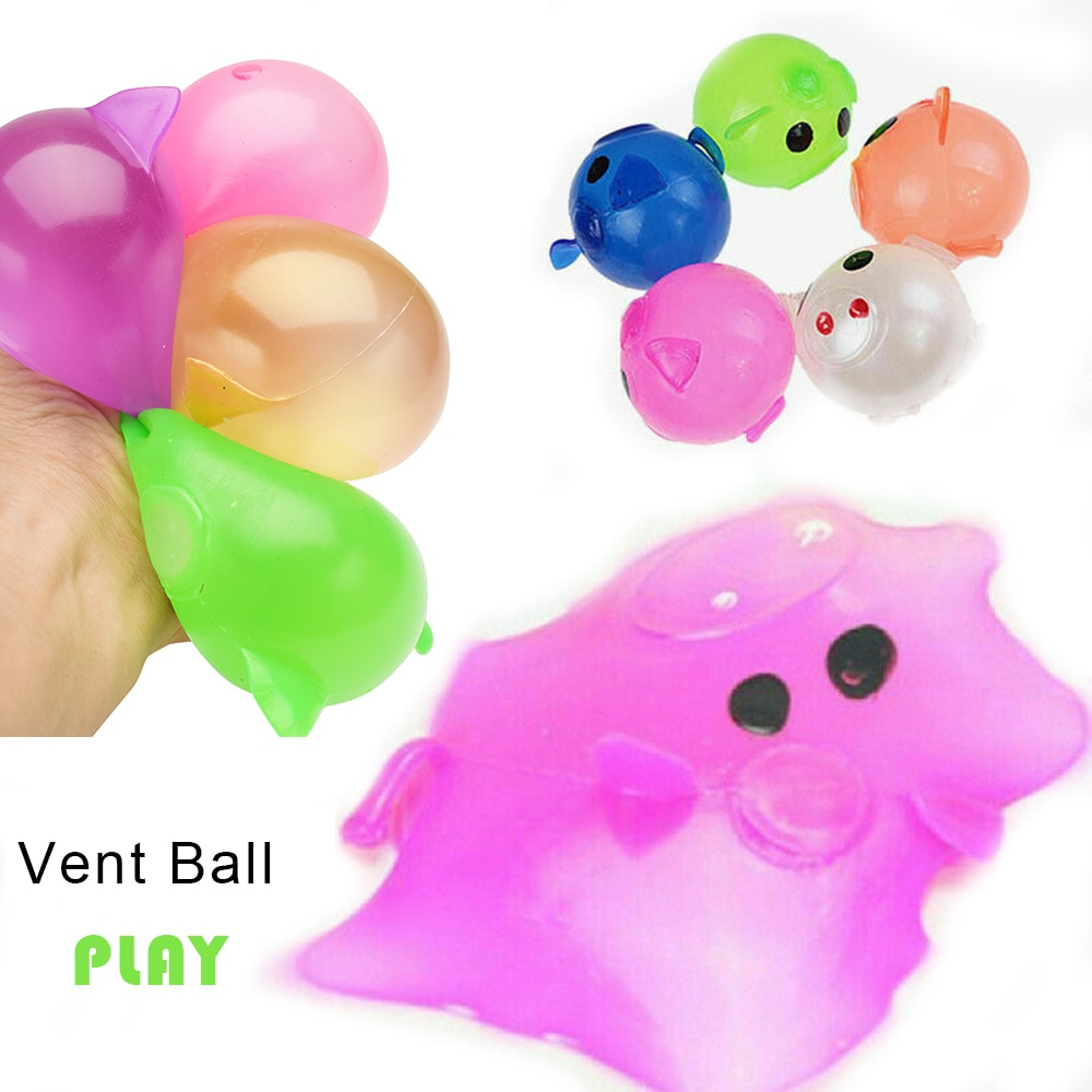 1Pc Squeeze Toys Solid Color Pig Anti Stress Splat Water Ball Jello Decompression Squeeze Toy Venting Sticky funny toys