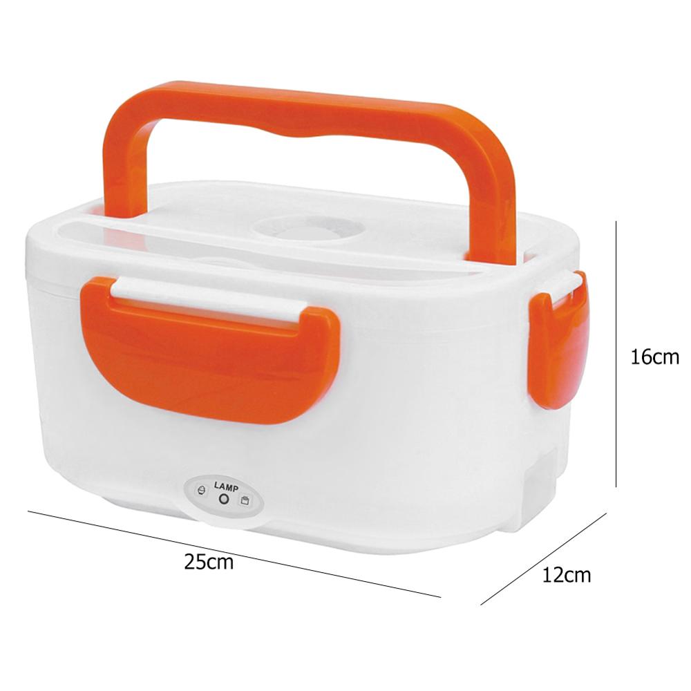 12V 110V 220V Lunch Box Food Container Electric Heating Food Warmer For Children Kids School Office Car Portable Bento Box: Orange / EU plug 220V / Plastic Liner