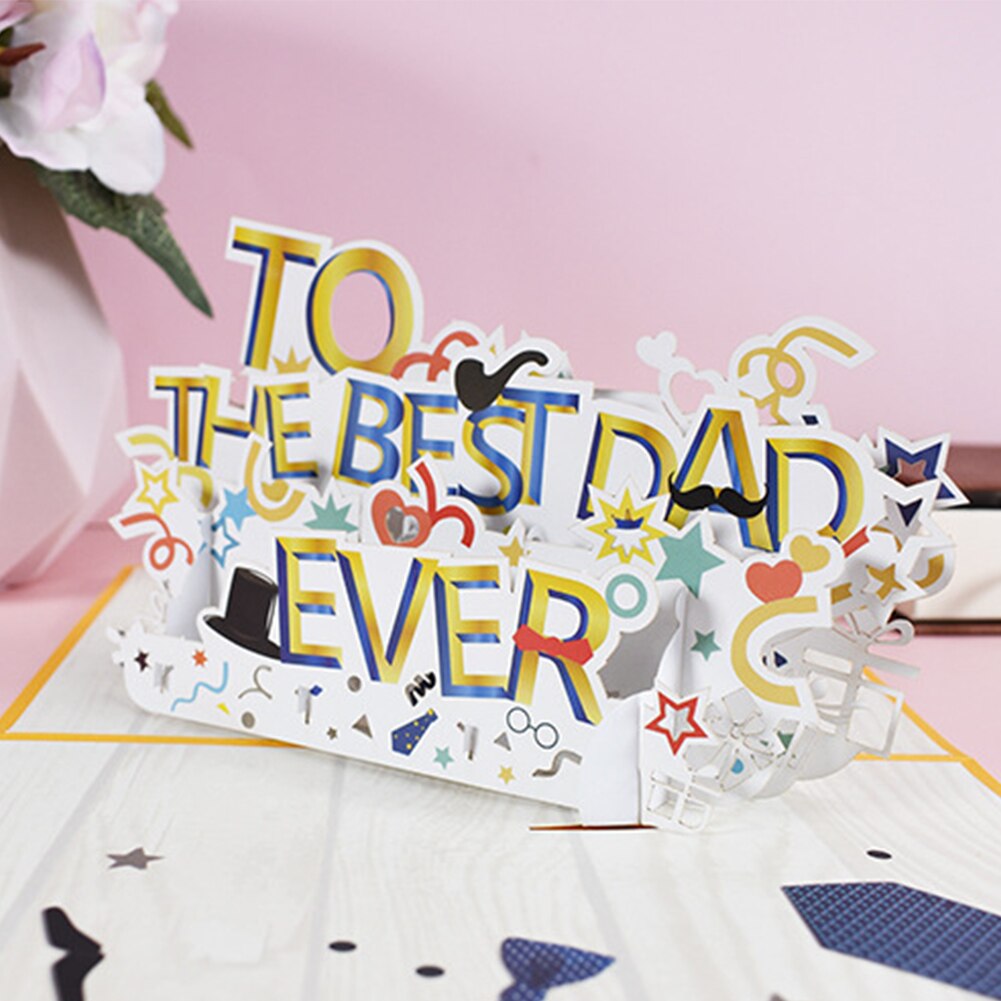 3D Pop-Up Happy Father's Day Card Birthday Cards for Dad Handmade Greeting Card with Envelope Birthday for Dad