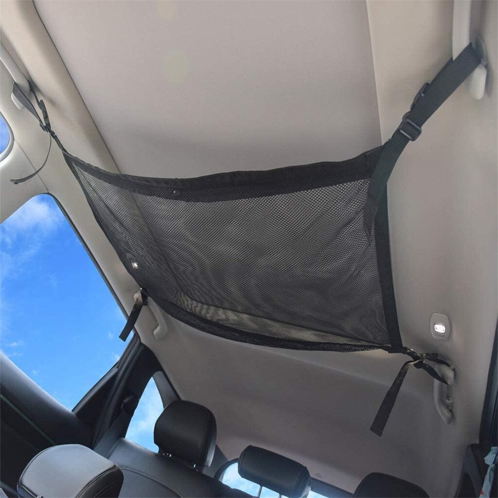Portable Car Ceiling Storage Net Car Roof Storage Net Pocket Universal Car Net Pocket Pouch Sundries Bag Storage Organizer