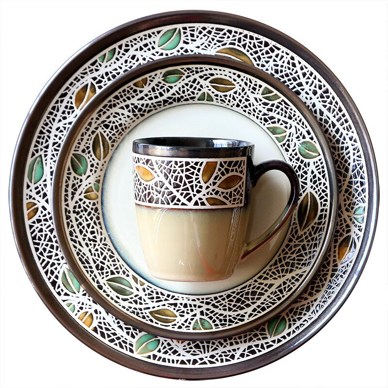 Vajilla de cerámica con plato para cenar de porcelana