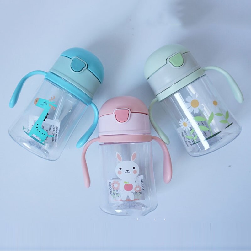 300ml schattige giraffen babybekers voor kinderen, kinderen leren eten, drinken, water, rietje, fles, mamadeira, tuitbeker, training, 3 kleuren