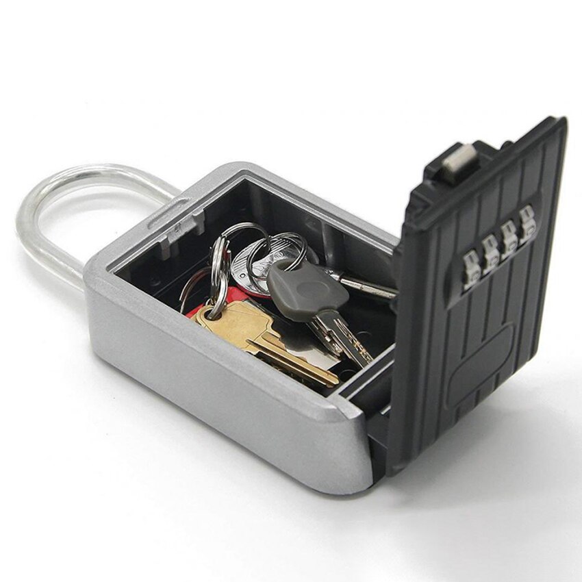 1Pc 4 Digit Password Safes Key Lock Box Waterproof Mini Outdoor Key Cipher Boxes Hanging Padlock Lock Box Safe Storage Case