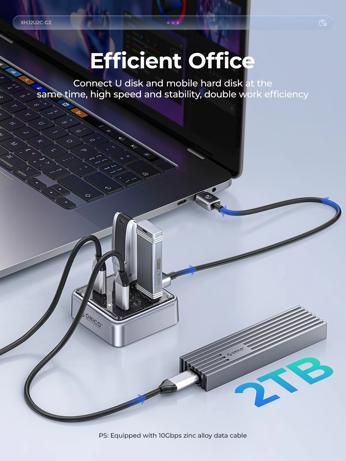 ORICO USB3.2 dla wszystkich Macbook Mac Mini Hub Splitter Materiał metalowy Hub USB 10 Gb/s z 2 portami USB A i 2 portami USB C