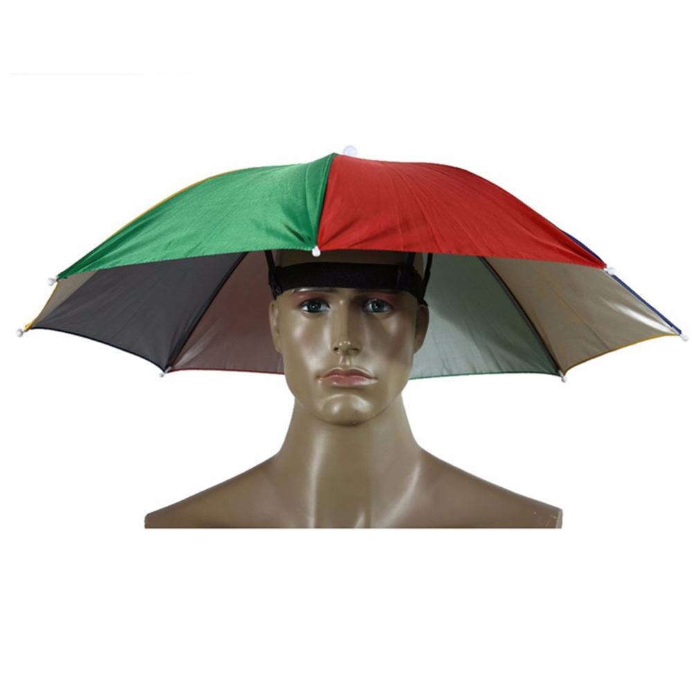 Pieghevole Ombrello Pioggia Uomo 55 centimetri Portable Head-montato Ombrello Per Esterno di Campeggio di Pesca Leggero Sole Ombrelli Cap D3