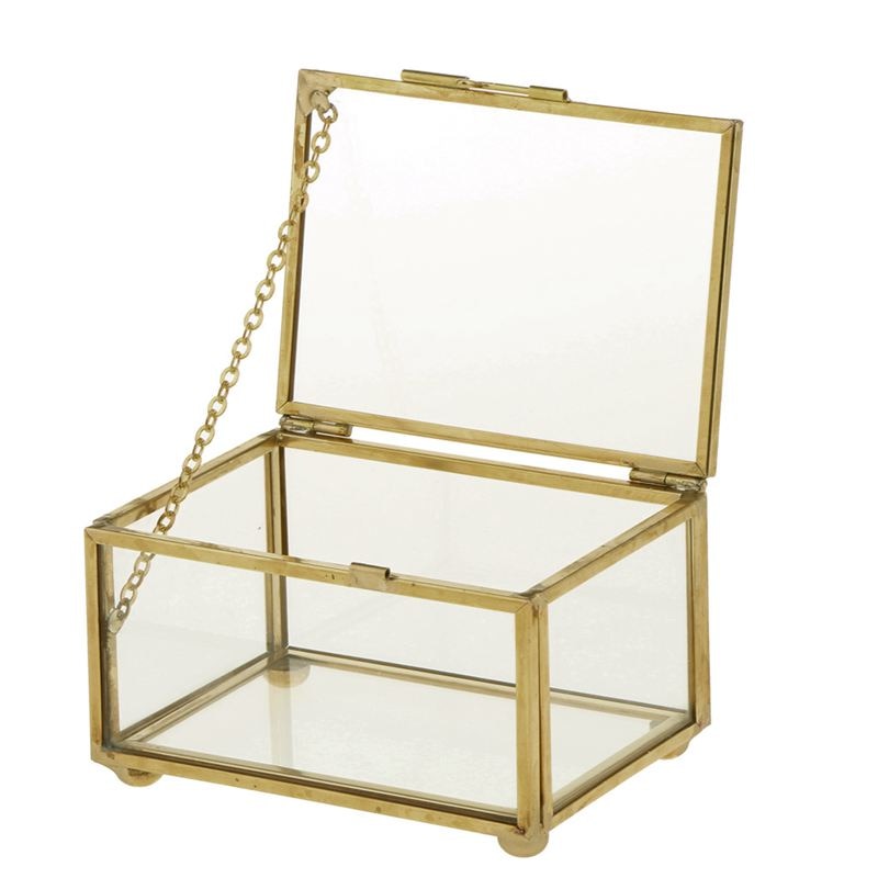 Caixa de jóias de vidro geométrico estilo recipiente de mesa para exibir jóias lembranças casa decoração plantas recipiente ewelry stora: Default Title