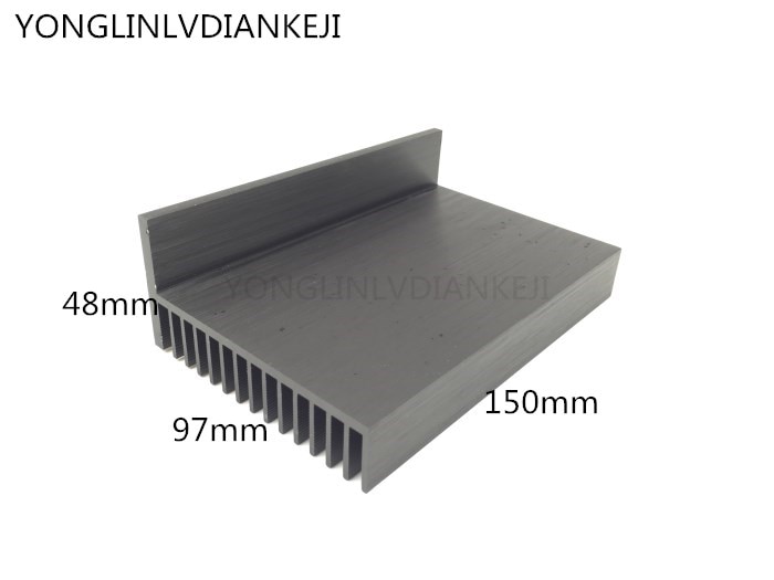 2 stks aluminium koellichaam/97*48-150mm LED power controller koellichaam/Aluminium radiator/zwart koellichaam