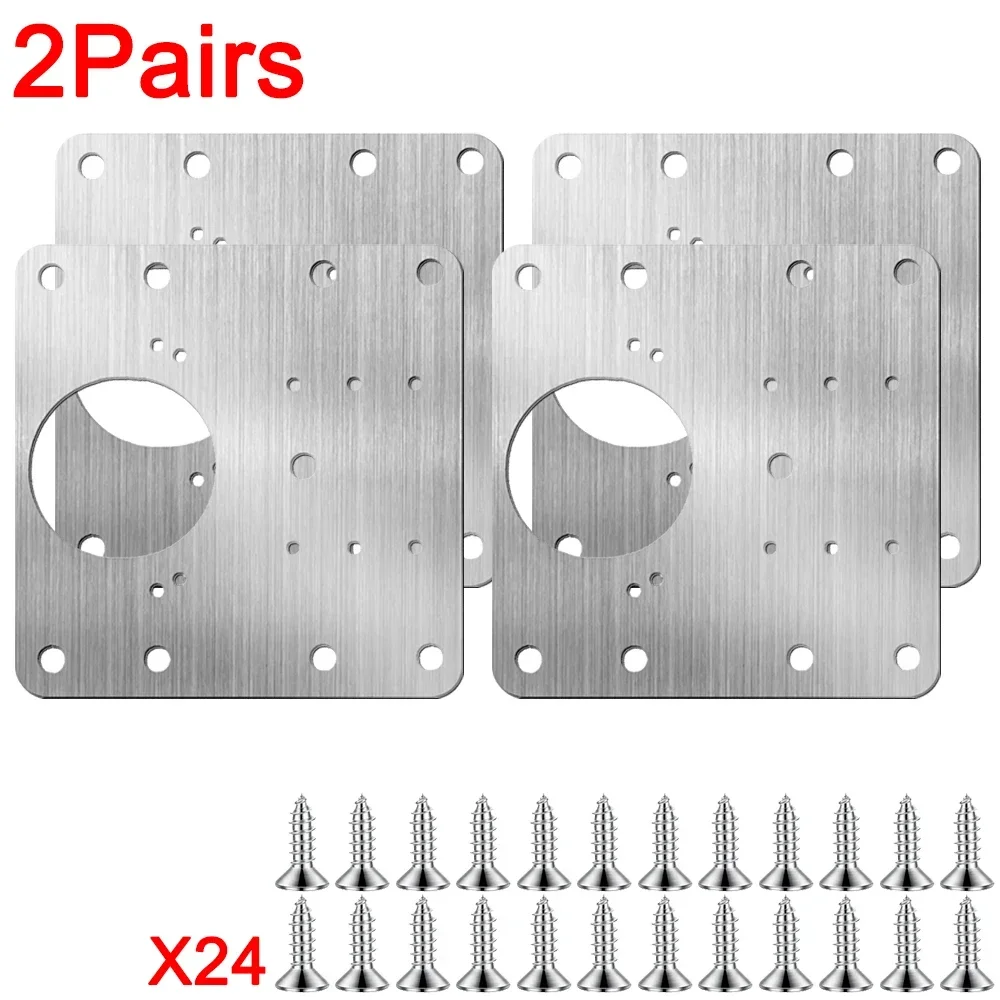 20/2Pcs Cabinet Hinge Repair Plate Kits Stainless Steel Kitchen Cupboard Door Hinge Mounting Plate With Holes Fixing Brackets: Blue