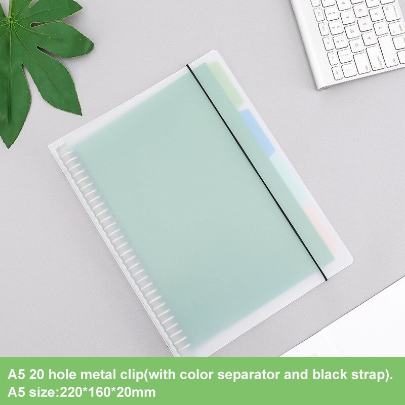 A4 A5 B5 Loose-leaf folder plastic frosted metal binder data file contains pp loose-leaf book file folder 20/26/30 hole clip: A5 20hole metal clip