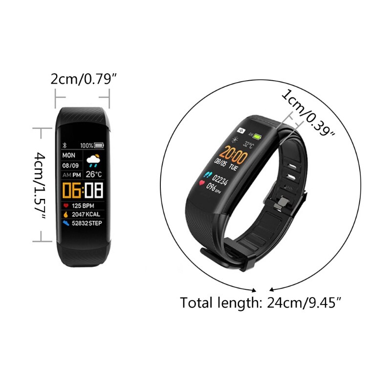 C5 Smart Fitness Watch Heart Rate Monitor Fitness Tracker IP67 Waterproof Pedometer Fitness Watch for Runner Unniversal