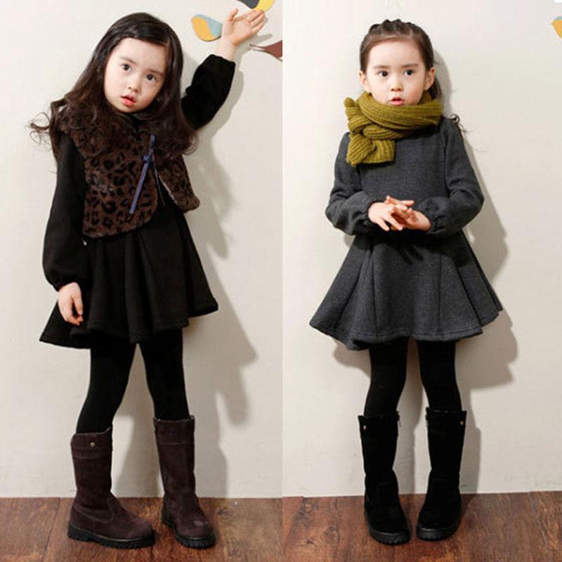 Caldo di spessore Delle Ragazze Del Vestito 2020 del Nuovo Dei Capretti Del Manicotto Lungo Abiti per la Ragazza 2 3 4 5 6 7 8 Anni I bambini Della Principessa della Molla di Inverno di Abbigliamento
