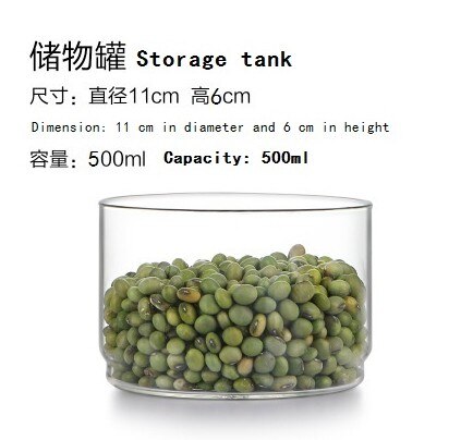 1200 ml 3-layer glass can kitchen food bulk container set for spice dry fruit storage tank salad bowl box: No lid