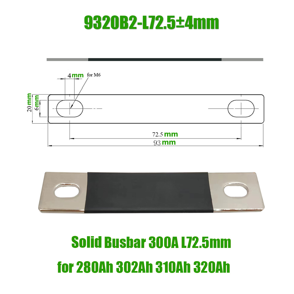 Flexible Sammelschiene Lifepo4-Batterieklemmen, solide Lithium-Bänder, Clips, Bolzen, Verbindungsstange, reines Kupfer, 280 Ah, 320 Ah, Isolationsabdeckung: Brown
