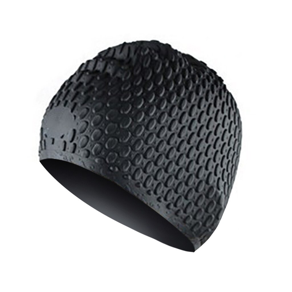 Silicone Waterproof Swimming Caps Protect Ears Long Hair Sports Swim Pool Hat Swimming Cap Free Size For Men & Women Adults #4: Black