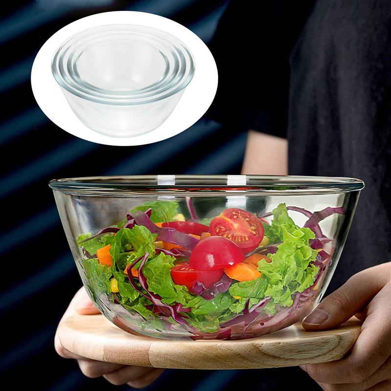 4 Stuks Clear Glas Fruit Slabakken Ei Kloppen Bowls Multifunctionele Glazen Kommen
