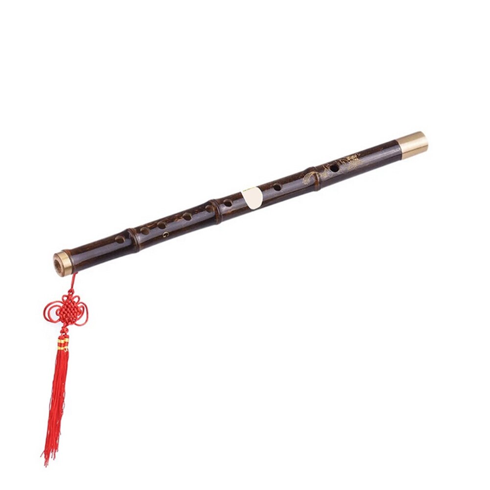 Bamboo Dizi Flute Traditional Handmade Chinese Musical Woodwind Instrument Key of C/D Study Level: Dark Brown-D