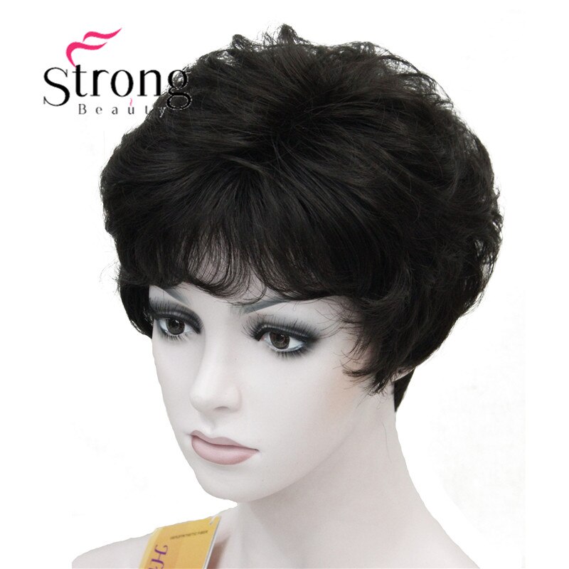StrongBeauty Dame Frauen Kurze Syntheic Natürliche Welle Perücken Licht Braun Haar Perücke FARBE ENTSCHEIDUNGEN: 4 dunkel Braun