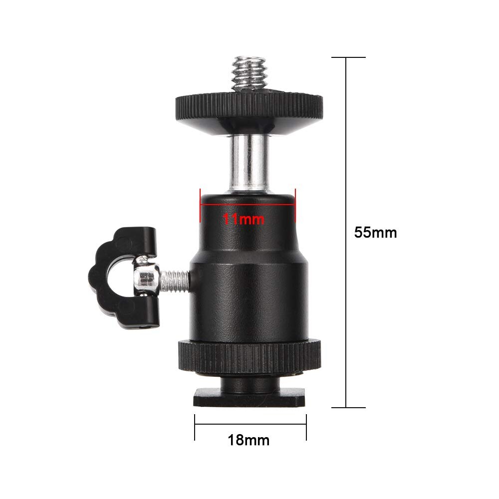 Mini Ball Head [2 Pack] With Shoe Mount Adapter 360 Degree 1/4 Inch Small Ball Heads Lightweight Swivel Micro-Ballhead