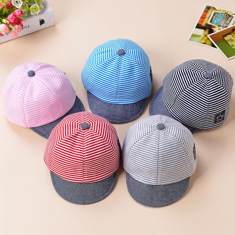 Barnelue om våren bomull låve stripe lue takrenne baby jenter baby pentagram utendørs sport skyggelapper  tg0118