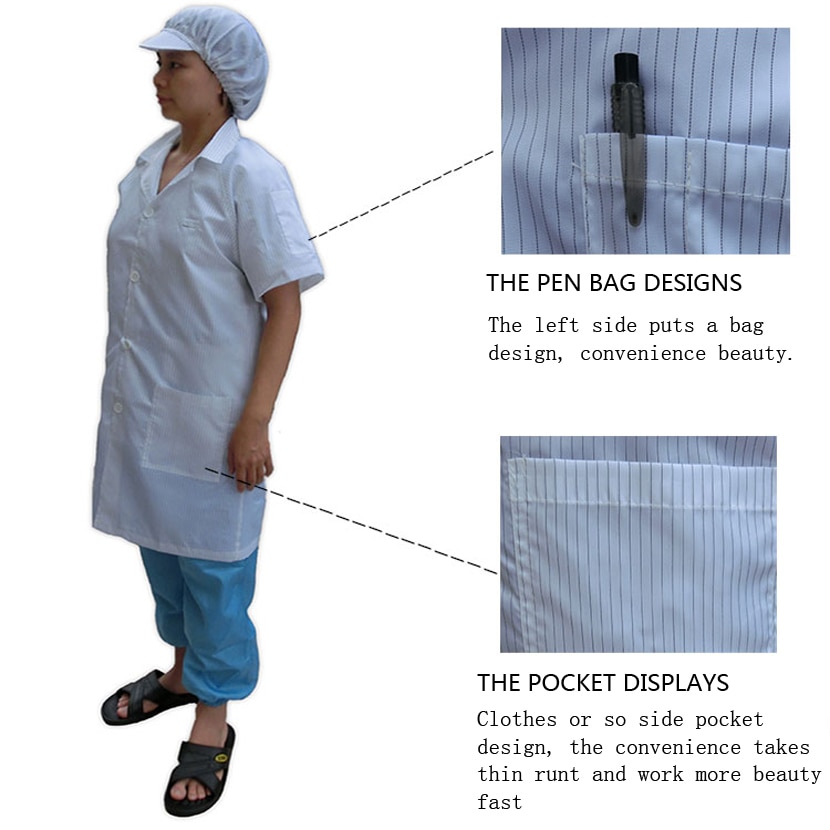 Zomer Anti Statische Beschermende Kleding Cleanroom Kleding ESD Jas Werken Kleding Antistatische Werkkleding Schoon Korte Mouwen Jas