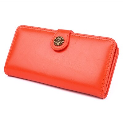 Women Oil Wax Leather Wallet Female Purses Big Capacity Zipper Purse Ladies Long Wristlet Clutch Coin Card Holder Wallet: 5