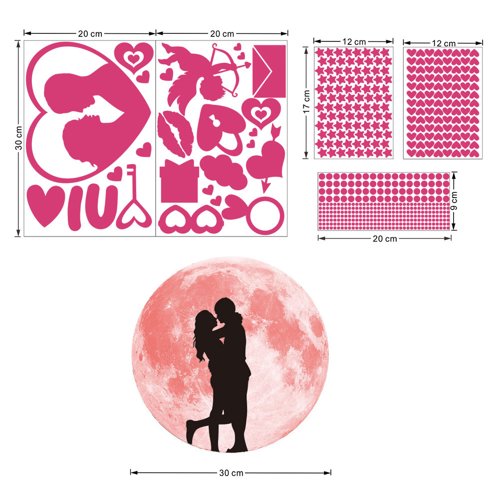 Autocollants fluorescents pour Couples, lettres d'amour qui brillent dans la nuit, pour de saint-valentin: love D