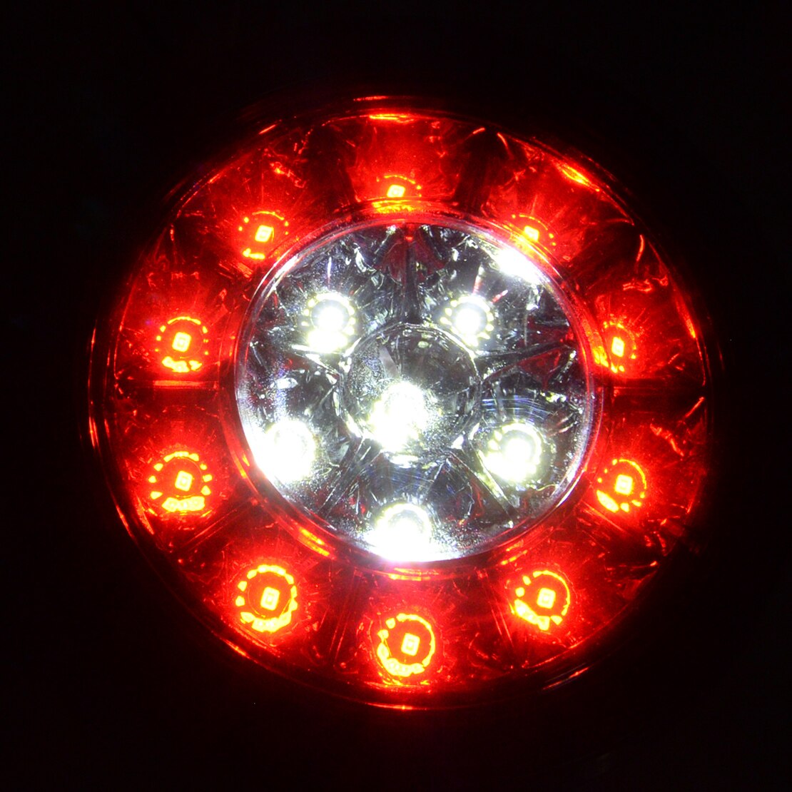 2 Stuks Ronde Rood &amp; Wit 16 Led Staart Stop Brake Knipperlichten 12V Voor Universele Auto &#39;S Vrachtwagens aanhangwagens Boten Bussen Caravans