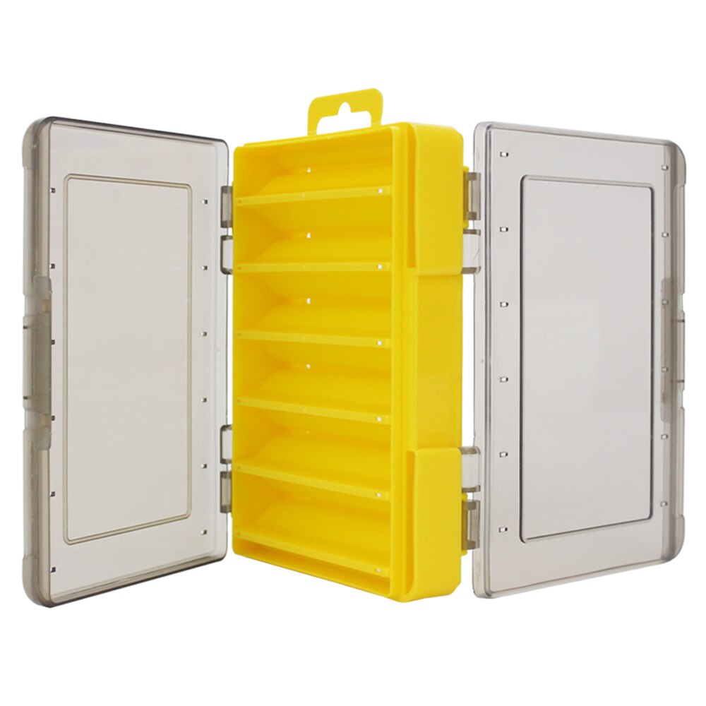 Double Sided Fishing Lure Box Squid Jig Minnows Bait Fishing Tackle Box Storage Case Container: Yellow 12 grids