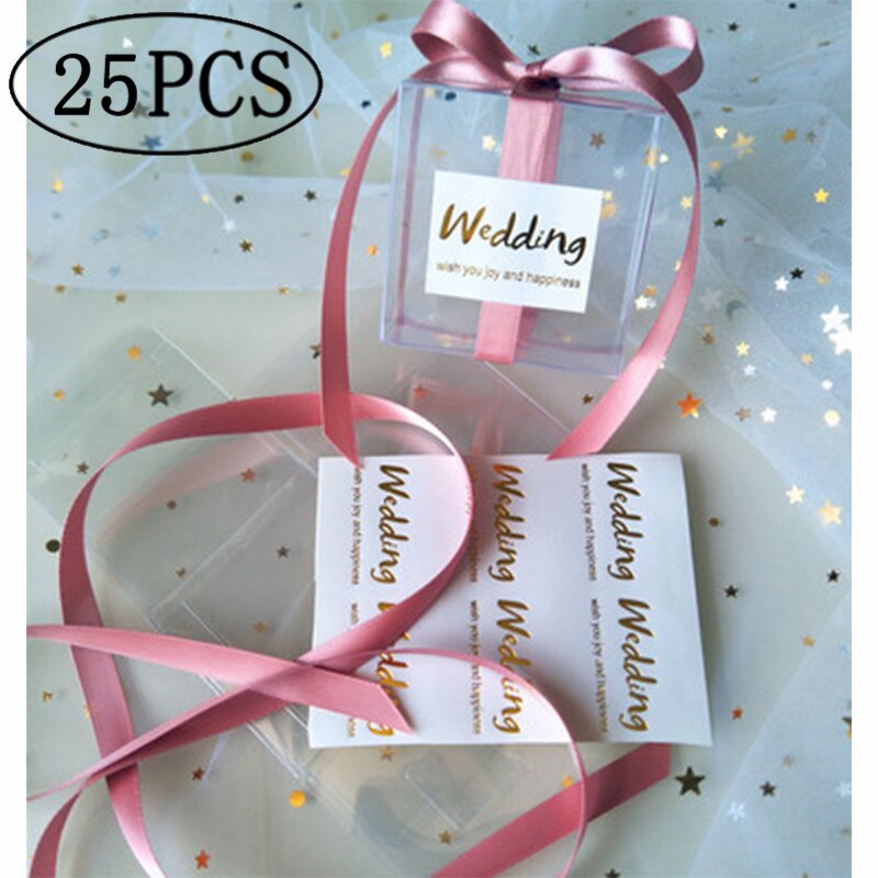 25pcs PVC Candy Box Birthday Party Event baby shower Decor Wedding Favor Party Supply bridesmaid Bag Box with Ribbon Flower: PINK