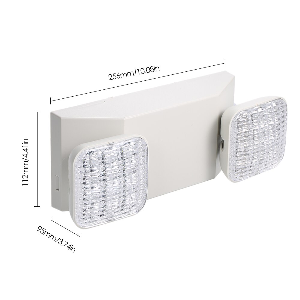 AC85-265V LED Emergency Light Two-Head Adjustable 1800mAh Batterys Wall-Mounted Lamp for Residential Commercial Garage Basement