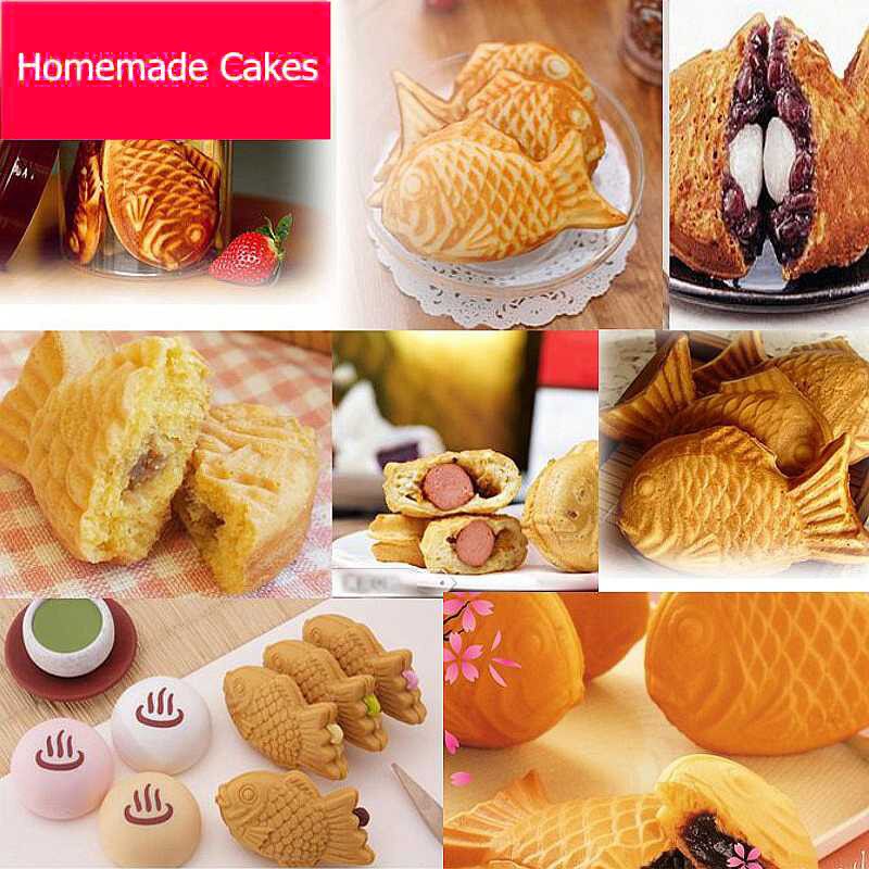 VOGVIGO Home Japanese Non-Stick Taiyaki Fish-Shaped Bakeware Waffle Pan Maker 2 Molds Cake Baking Tools