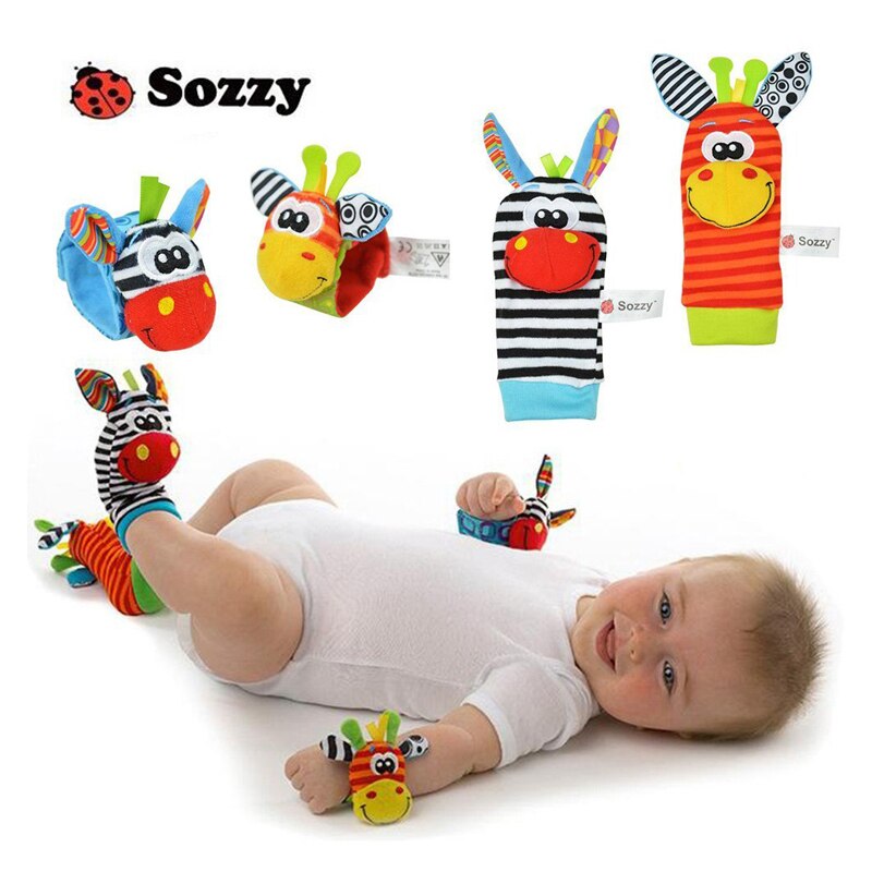 1pc baby socken Spielzeug Tier Socken Handgelenk Strap Mit Rassel Baby Fuß Socken Bug Handgelenk Band Baby Spielzeug Baby rasseln