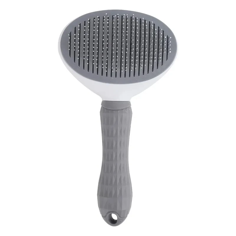 Pet Brush Dog Hair Beauty Care Stainless Steel Pet Hair Remover Pet Cleaning Grooming Self-cleaning Hair Comb Pet Accessories: GRAY