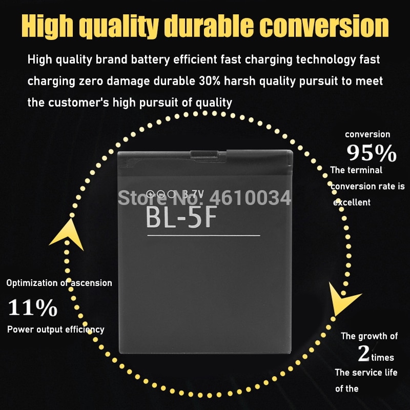 950mAh BL 5F BL-5F Battery For Nokia N95 N96 N98 N99 N72 N78 N93i 6290 E65 6290 6210S/N 6710N N95 C5-01 E65 X5 Battery BL5F