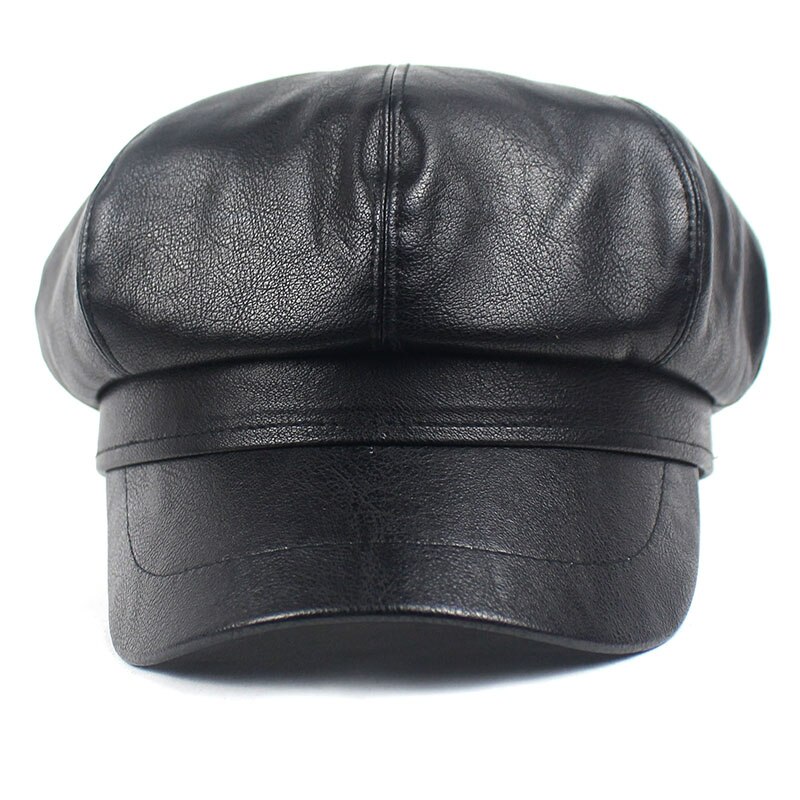 Lanxxy Autumn Winter Newsboy Caps for Women Vintage Solid Leather Beret Cap Casquette Hats Female