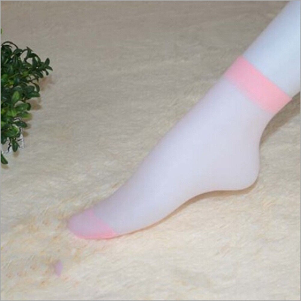 10 par kvinder sokker nylon elastisk kort ankel sheer mesh ensfarvet silke korte sokker gennemsigtige damestrømper: Lyserød