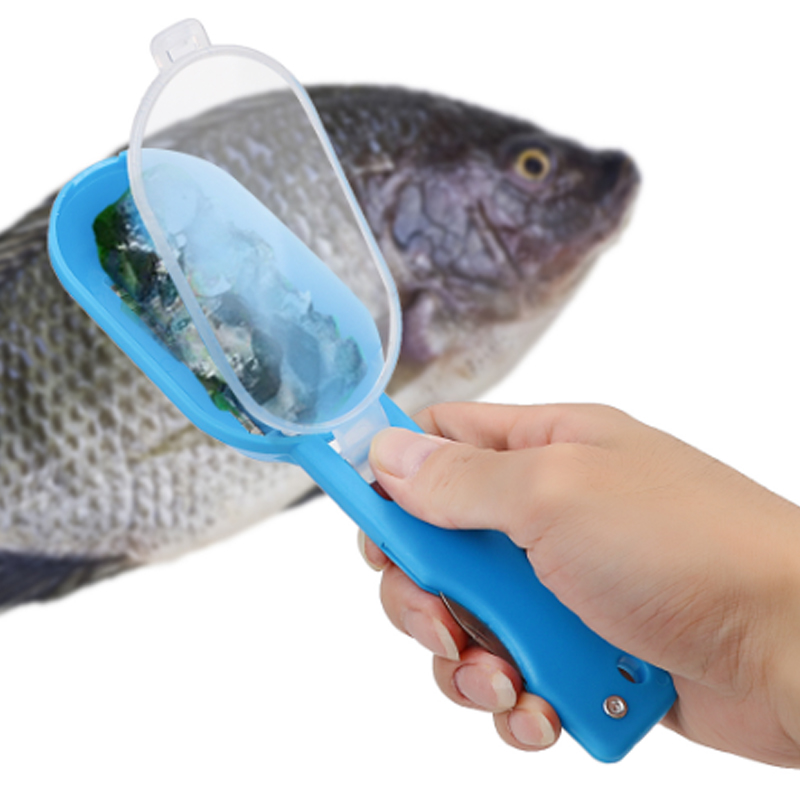 2 In 1 Plastic Fishing Scale Brush Built-in Fish Cutter Fish Skin Brush Scraping Fast Remove Fish Knife Cleaning Scaler Scraper