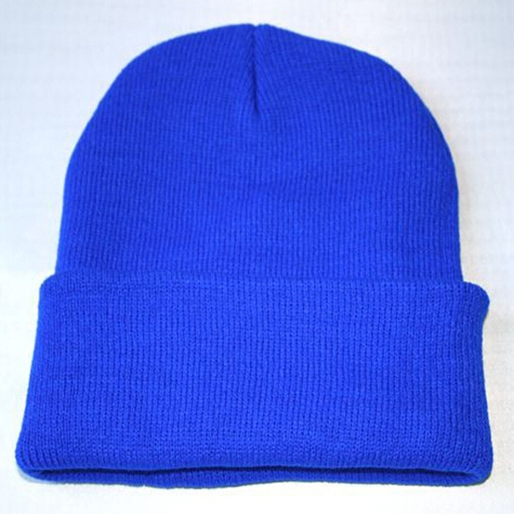 Bonnet en tricot pour homme et femme, Baggy, surdimensionné, couleur unie, style Hip Hop, garçon et fille, collection hiver: Blue 