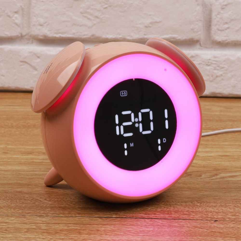 LED Digital uhr wecker nachttisch uhr elektronische Schreibtisch uhr Nacht Licht Sonnenaufgang Sonnenuntergang licht spiegel musik uhr: Rosa