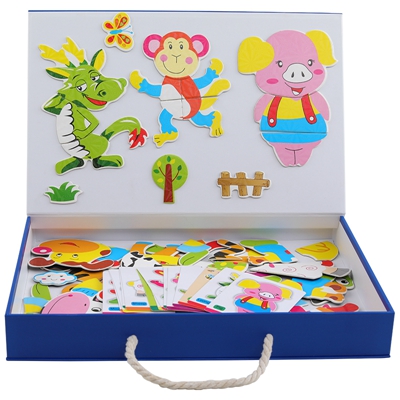 Nuovi giocattoli per bambini giocattoli in legno cartone animato animale Puzzle magnetico disegno giocattoli tavolo giocattoli educativi precoci per bambini regalo ragazza: C