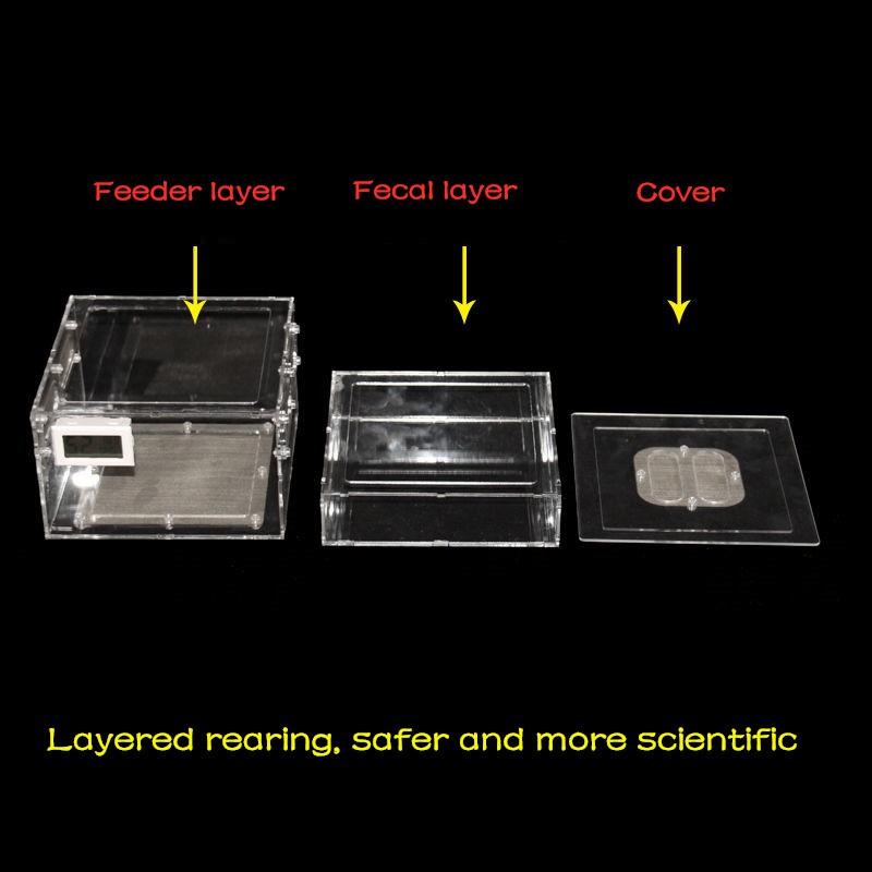 Kowloon Worm Insect Breeding Box Clear Acrylic Breeding Larva Or Fecal Separator
