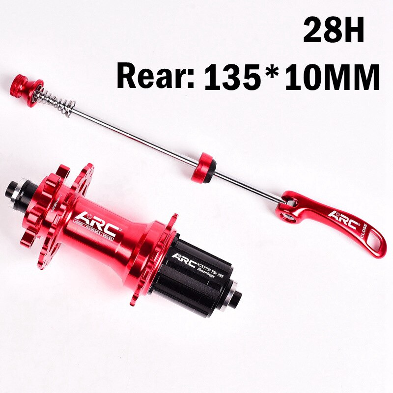 Mtb Mountainbike Hub Quick Release Set Fiets Hub Arc Fiets Hubs Sealed Bearing 32 28 36 Gaten Schijfrem qr 4 Lagers 4 Pallen: 006 28H Red rear hub