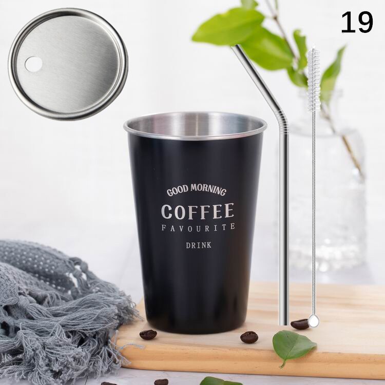 Ruostumaton teräs kahvimuki kannella olki kirje matka retkeily tee maito mehu kupit kotitoimisto olutkuppi 1pc: 19